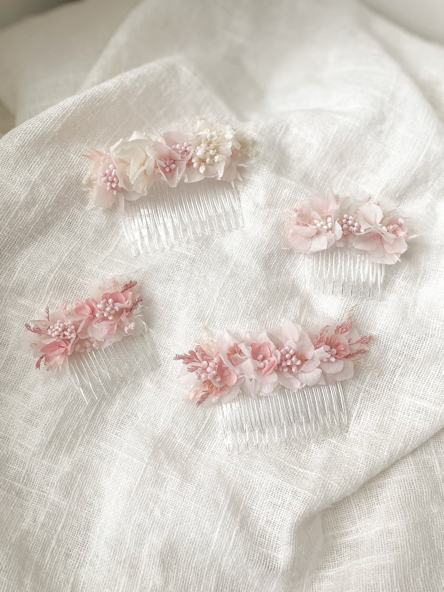 Floral Hair Comb - Neutral Pink