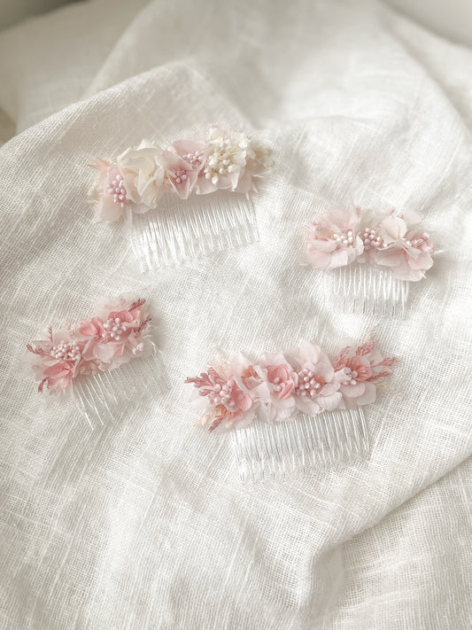 Floral Hair Comb - Neutral Pink