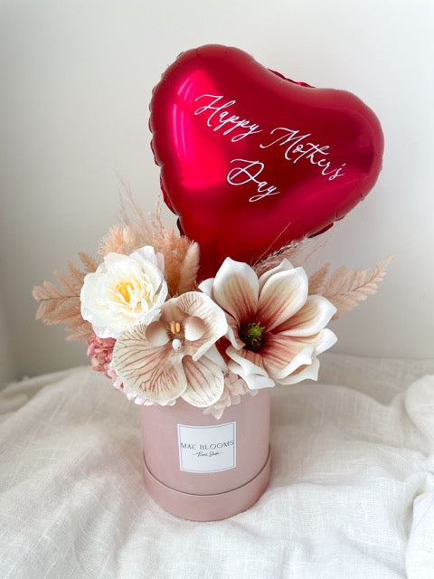 Mothers Day Dried + Faux Pink Box Arrangement