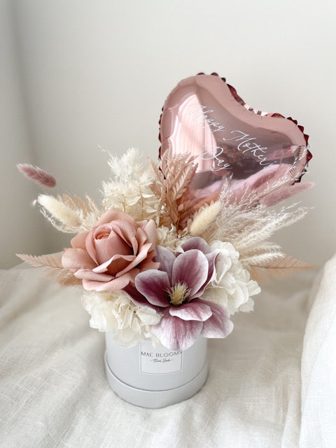 Mothers Day Dried + Faux White Box Arrangement