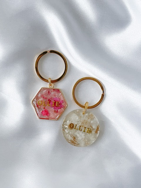 Hexagon Pendant Floral Tag