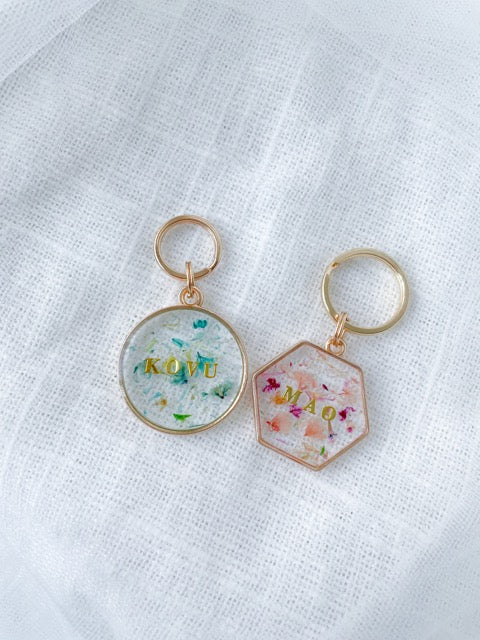 Hexagon Pendant Floral Tag